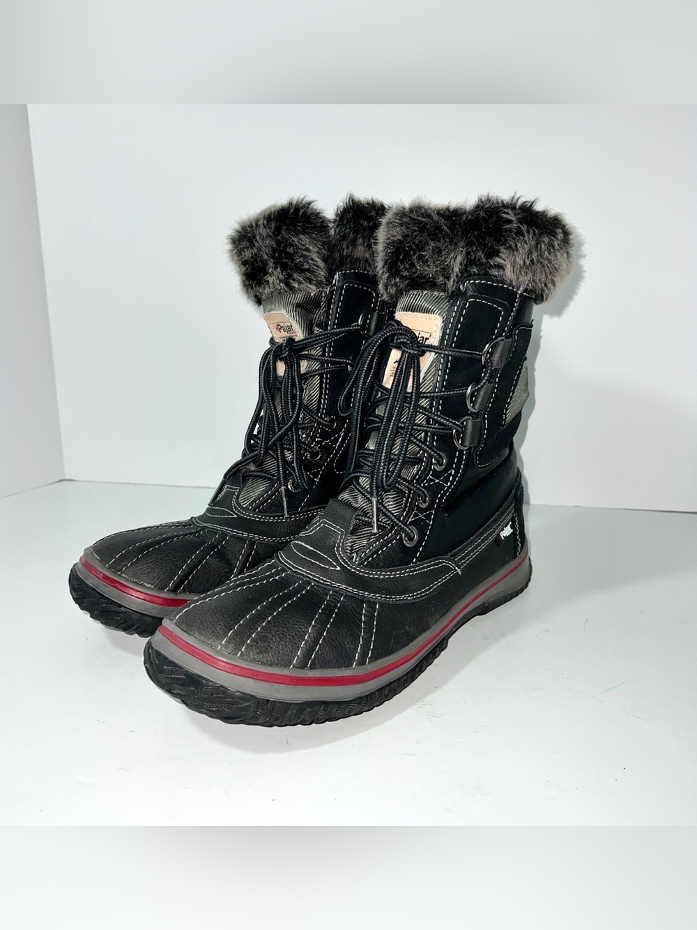 Pajar Canada Waterproof Winter Boots Black Faux Fur Lace Up Women’s 8.5 US / 39